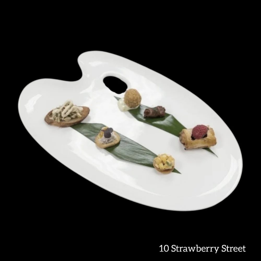 10 Strawberry Street Whittier  Painters Easel White Platter 15.75